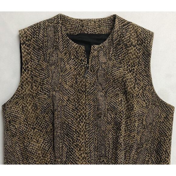 Elliott Lauren Vest Women Size XSmall Brown Animal Print Zipper Career Work Wear - Picture 7 of 12